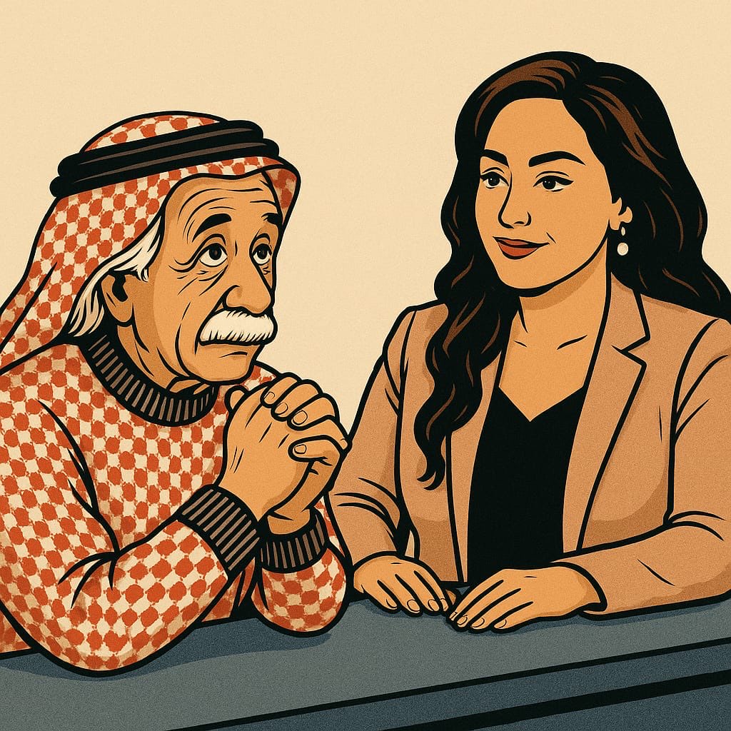 حوار دار بين أينشتاين السعودي وبين الدكتورة سمية عسلة.